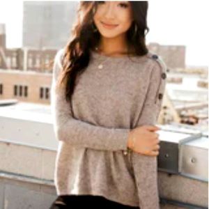 Böhme Ellen Button Shoulder Top in Taupe